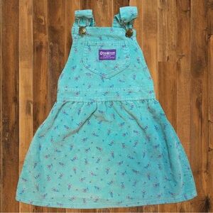 OshKosh B’Gosh 4T Corduroy Pinafore Dress • Rare Floral Print • Vintage